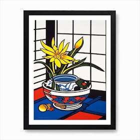 Lotus Flower Still Life  4 Pop Art Style Art Print