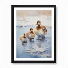 Icy Ducklings Brushstrokes 3 Art Print