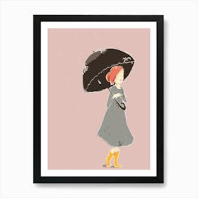 Girl With Umbrella Art Print