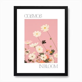 Cosmos In Bloom Flowers Bold Illustration 4 Art Print