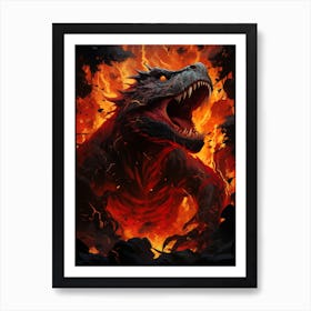 Dragon In Fire Art Print
