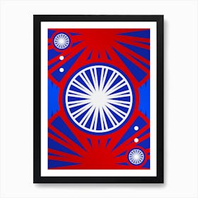 Geometric Abstract Glyph in White on Red and Blue Array n.0085 Art Print
