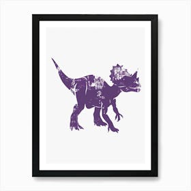 Purple Triceratops Dinosaur Silhouette Art Print