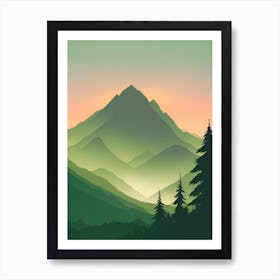 Misty Mountains Vertical Composition In Green Tone 113 Art Print