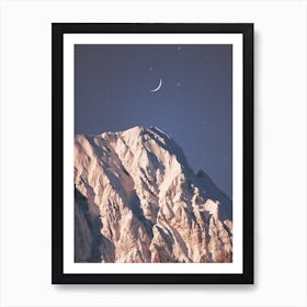 New Moon And A Snowy Mountain Art Print