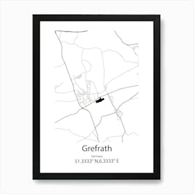 Grefrath,Germany Minimalist Map Art Print