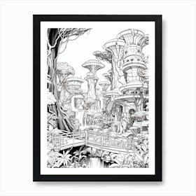 Pandora   The World Of Avatar (Disney S Animal Kingdom) Fantasy Inspired Line Art 3 Art Print