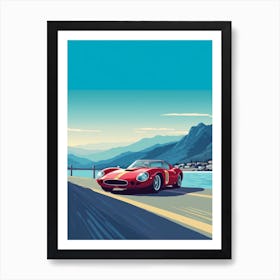 A Ferrari 250 Gto Car In The Lake Como Italy Illustration 2 Art Print