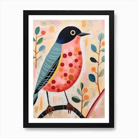 Pink Scandi Robin 7 Art Print