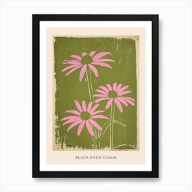 Pink & Green Black Eyed Susan Flower Poster Art Print