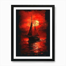 Sailboat At Sunset Art Print