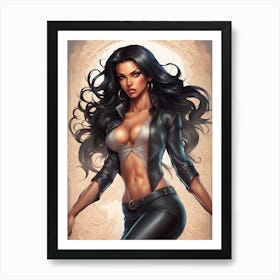 Beautiful African American In Tight Black Clothing Art Print