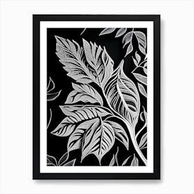Wild Cherry Leaf Linocut Art Print