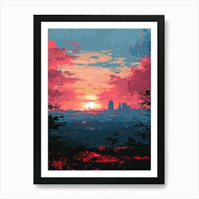 Sunset In The City | Pixel Art Series 2 Art Print
