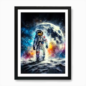 Astronaut On The Moon Art Print