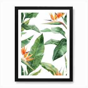 Bird Of Paradise Seamless Pattern 3 Art Print