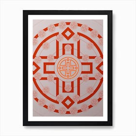 Geometric Abstract Glyph Circle Array in Tomato Red n.0145 Art Print