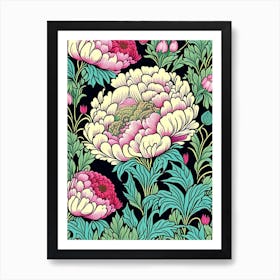 Mass Plantings Of Peonies 1 Colourful Drawing Art Print