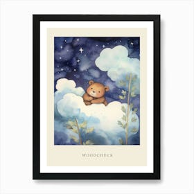 Baby Woodchuck Sleeping In The Clouds Nursery Poster Art Print