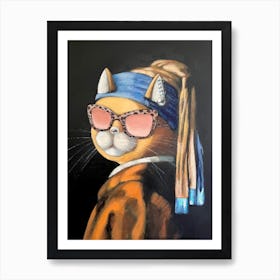 Cat with a Pearl Earring  Art Print