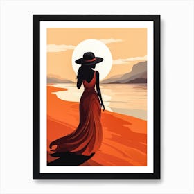 Illustration of an African American woman at the beach 110 Art Print