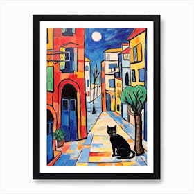 Painting Of A Cat In Venice Italy 1 Art Print