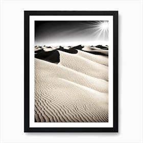 Sand Dunes Greeting Card, black and white art Art Print