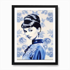 Audrey Hepburn Delft Tile Illustration 3 Art Print