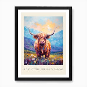 Cow In The Purple Meadow Poster Art Print