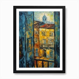 Window View Of Lisbon Portugal In The Style Of Expressionism 2 Art Print