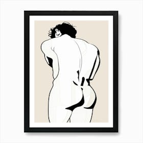 male nude gay art homoerotic full back nude painting drawing sketch pencil erotic artwork Art Print
