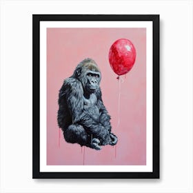 Cute Gorilla 2 With Balloon Art Print