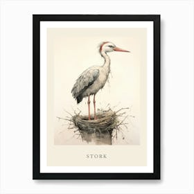 Beatrix Potter Inspired  Animal Watercolour Stork 2 Art Print