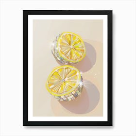 Lemons Glitter Style Poster Glam Kitchen Disco Art Print