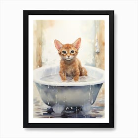 Abyssinian Cat In Bathtub Bathroom 3 Art Print