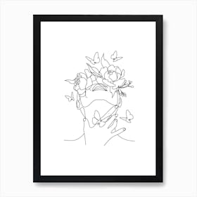 My Head Is a Jungle, Line Art, Art, Simple, Style, Decor, Wall Print Art Print