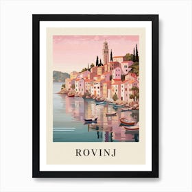 Rovinj Croatia 2 Vintage Pink Travel Illustration Poster Art Print