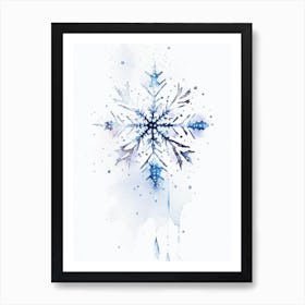 Crystal, Snowflakes, Minimalist Watercolour 2 Art Print