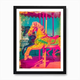 Carousel Horses Retro Photo 1 Art Print