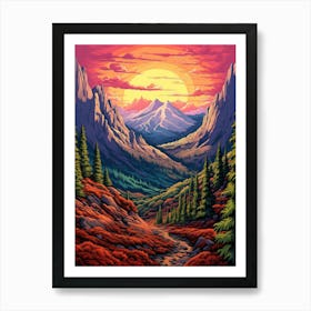 Mountainscape Pixel Art 4 Art Print