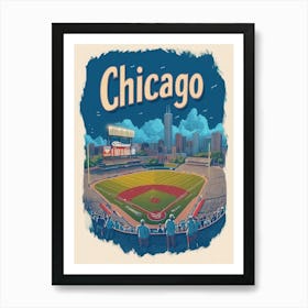 Aihrgdesign A Retro Travel Poster For Chicago Featuring The H 3f6da962 81eb 4ee1 8a70 3bda82c567ea 3 Art Print