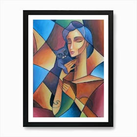 Woman With A Cat Art Print