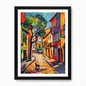 Painting Of Cape Town With A Cat In The Style Of Fauvism 3 Art Print