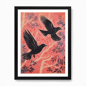 Vintage Japanese Inspired Bird Print Blackbird 1 Art Print