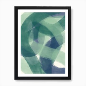 Abstract Curve Green Blue Lines Art Print