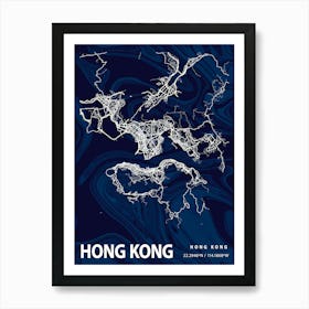 Hong Kong Crocus Marble Map Art Print