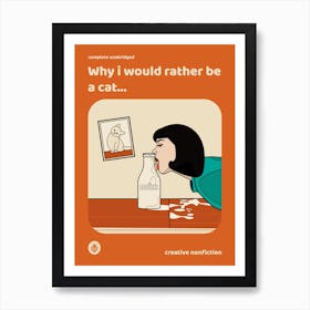 Self Help Retro Book Cover 'Why I would rather be a cat' Art Print