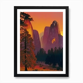 Yosemite Natural Park At Sunset Art Print