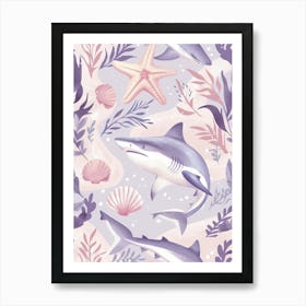 Purple Smooth Hammerhead Shark 3 Art Print