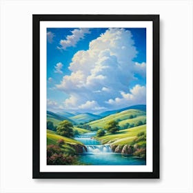 Cumulus Clouds Billowing Gentle Giants Against A Backdrop Of Vivid Azure Sky Tower Over A Varied (4) Art Print